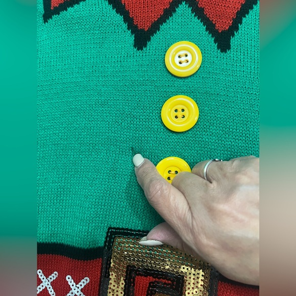 Merry Christmas by Poof New York Ugly Women’s Elf Christmas Sweater Size M - Picture 9 of 10